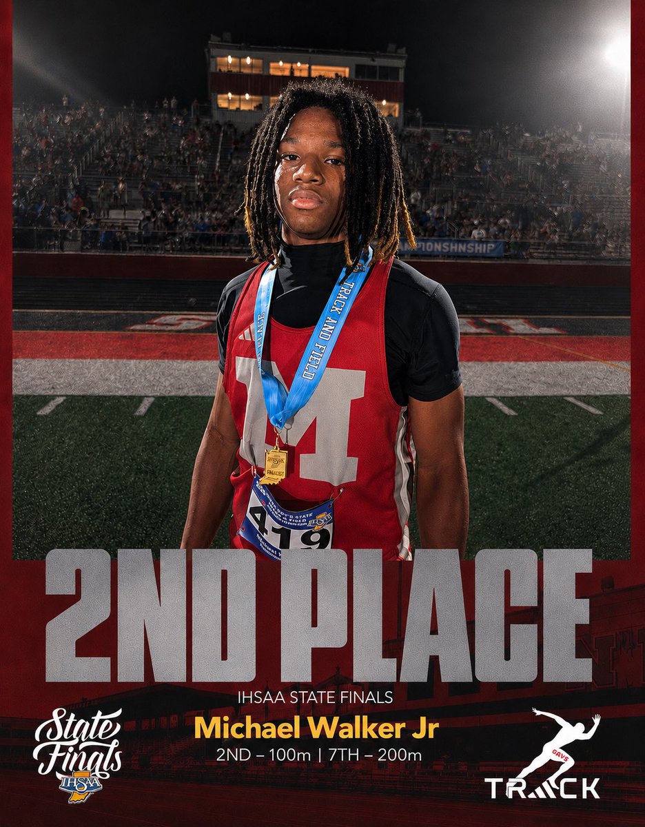 HammondMortonTF's tweet photo. Congratulations to @realmwj__ for placing 2nd in the 100m and 7th in the 200m at the IHSAA state finals. 

Sophomore Michael Walker Jr has also qualified for @newbalance National in the 100m and 200m. https://t.co/bqvTqcgTiG