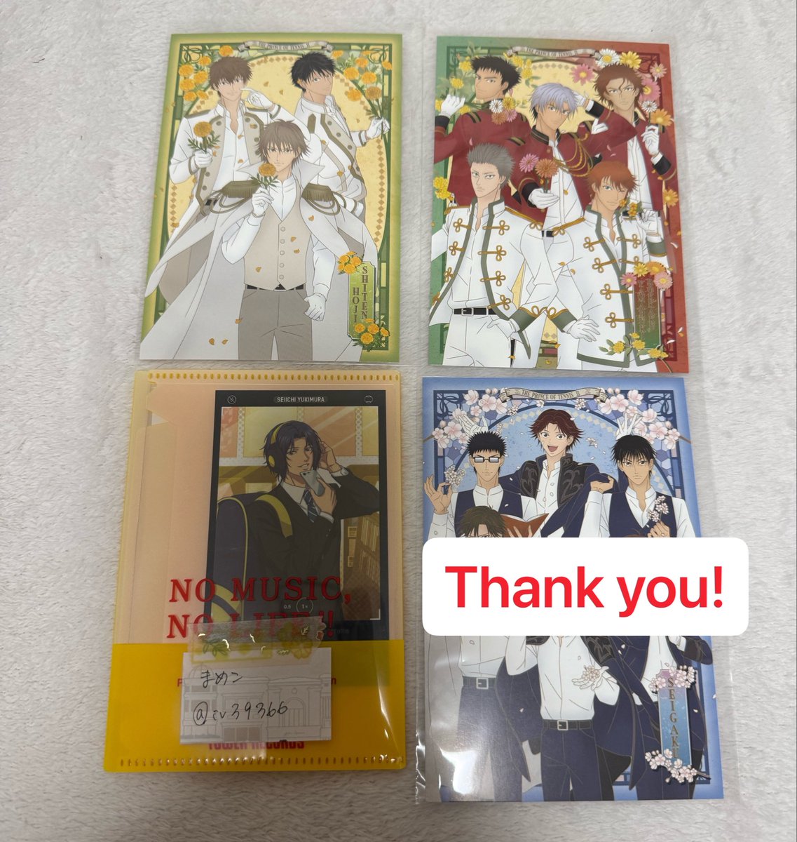 iv39366's tweet photo. 【交換/譲渡】テニプリ 庭球浪漫 アルカナ 特典 ポストカード

譲▶︎アルカナ：写真の通り、特典：六角山吹、四天

求▶︎異種・同種　幸村>定価(アルカナ190円/枚、特典200円/枚)+送料

譲渡はお返事にお時間いただきます。特典譲渡は2枚〜の取引。郵送/都内手渡し。お気軽にお声かけください。 https://t.co/Gb3rOaK4rq
