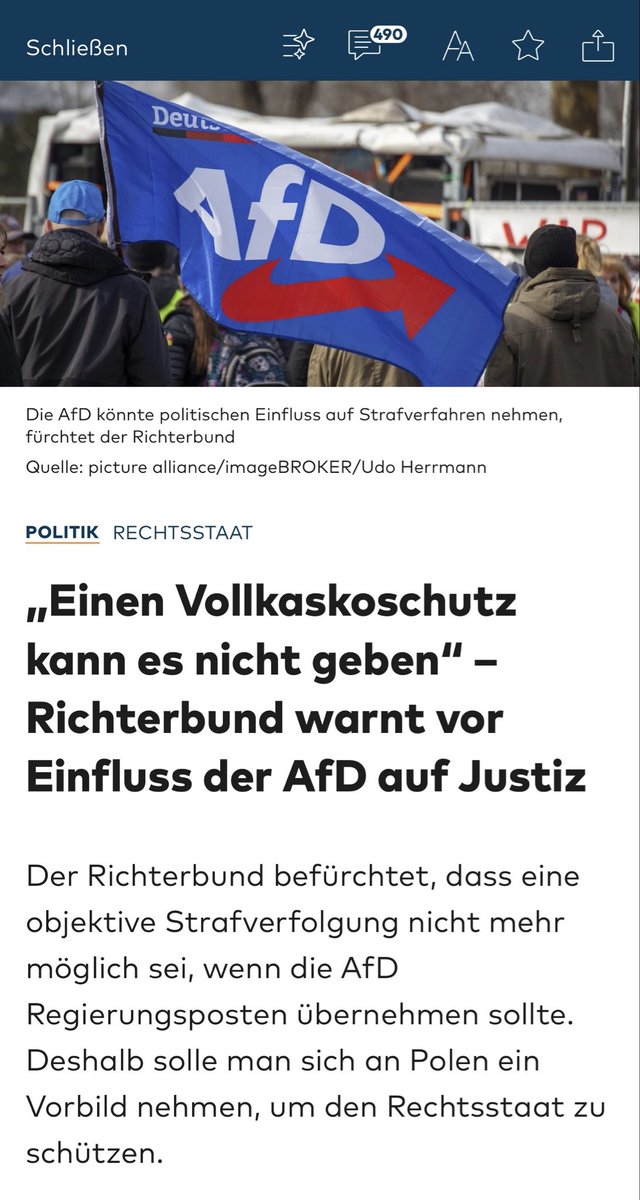 AnnaRathertMdB's tweet photo. Der Deutsche Richterbund warnt vor politischen Urteilen unter einer AfD-Regierung.

Scheint er etwa tatsächlich nicht zu merken, dass wir gerade heute eine politische Prägung von Urteilen erleben?

Wer die Debatten der letzten Jahre verfolgt hat – von Corona über Klima bis zur Meinungsfreiheit –, kann nicht übersehen haben, dass politische Überzeugungen zunehmend Einfluss auf Bereiche nehmen, die eigentlich allein Recht und Gesetz verpflichtet sein sollten.

Wenn der Deutsche Richterbund nun ausgerechnet bei einer AfD-Regierung die Gefahr politischer Urteile erkennt, stellt sich eine Frage:

Warum äußert er dieselbe Sorge nicht bei den vielen politischen Urteilen zu § 188 StGB, der „Politikerbeleidigung“ à la „Schwachkopf“, „Lackaffe“ oder „Lügenfritz“, die derzeit ergehen? Und warum hat er sie nicht geäußert, als Gerichte in der Coronarzeit regelmäßig vergaßen, dass Freiheitsgrundrechte Abwehrrechte der Bürger gegen den Staat sind?

Manche Institutionen halten ihre eigene politische Perspektive inzwischen für Neutralität.

Die AfD will keine politische Justiz von rechts.

Sie will eine Justiz, die weder links noch rechts ist.

Eine Justiz, die sich an Recht, Gesetz und Tatsachen orientiert.

Also eine Justiz, die in einem Rechtsstaat eine Selbstverständlichkeit ist und die wir derzeit schrecklicherweise immer häufiger vermissen müssen.