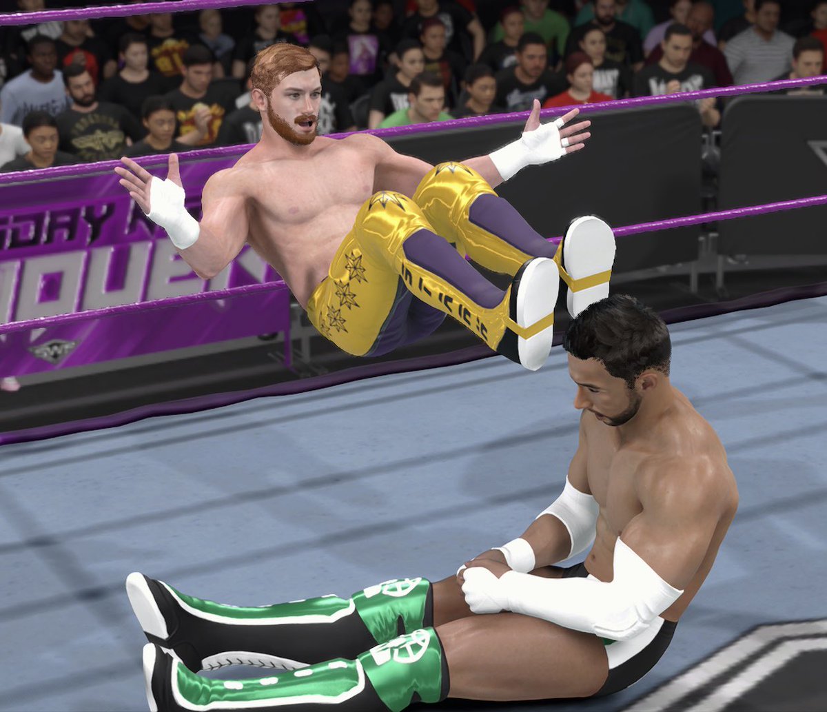 EXPEphraim's tweet photo. Here’s my main male CAW, “The Starkiller” Evan Stark! He’s a young second-generation wrestler with a chip on his shoulder. In the ring, Evan is extremely technically sound for a man of his age. If you want to watch Evan, go watch WeAreSWF on YouTube!

#WWE2k26
#WeAreSWF https://t.co/ynYPIImvJ2