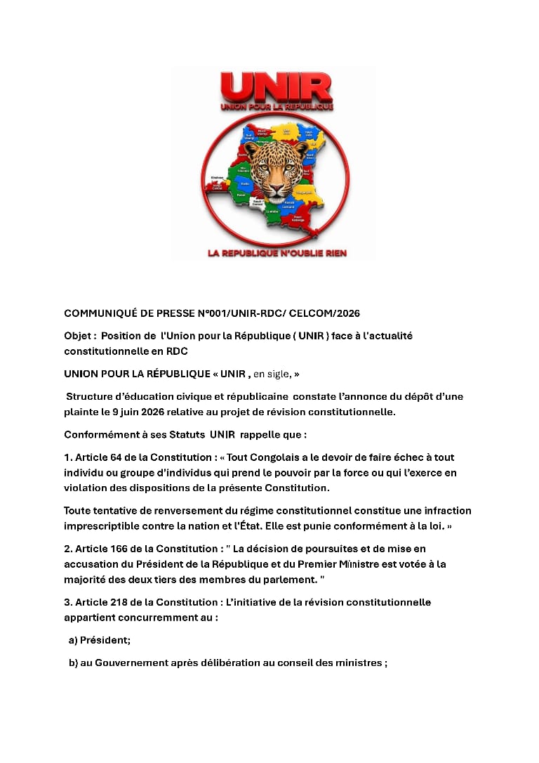 MANICHENDEMBO5's tweet photo. Nous tenons à fixer l'opinion publique sur notre position face à l'actualité constitutionnelle en RDC.

Il est désormais clair que nous ne sommes que du côté de la République et de son peuple.

UNIR est une mémoire de la République.

La République n'oublie rien ! https://t.co/UWwGdquqsA