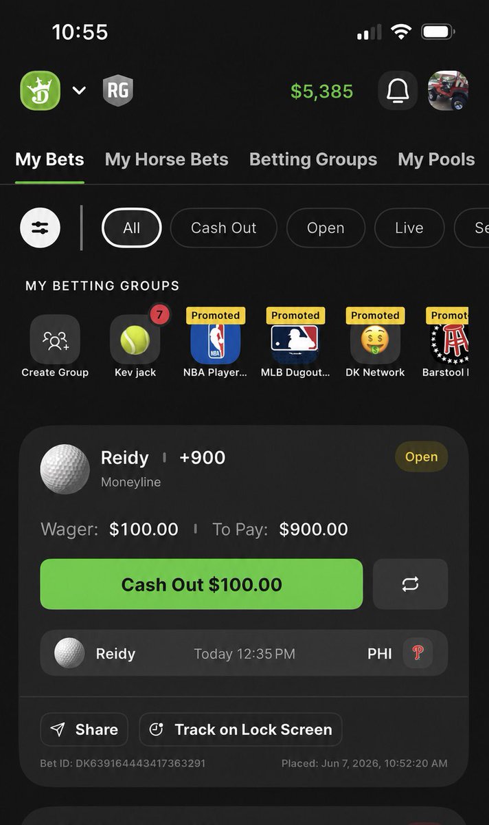 kcarney2's tweet photo. @Road2SaugGolf @DraftKings Easy money.  Let’s cash tickets https://t.co/acmyTzdkQR