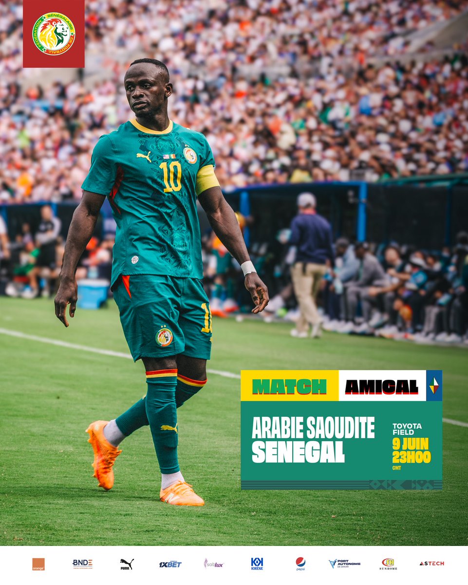 GaindeYi's tweet photo. ⏳Les Lions du Sénégal disputeront leur ultime match de préparation ce 09 juin à San Antonio contre l’Arabie Saoudite, une dernière répétition générale avant le coup d’envoi de la Coupe du Monde 2026. #GoGainde #DemBaJeex https://t.co/YJHgyx3gFJ
