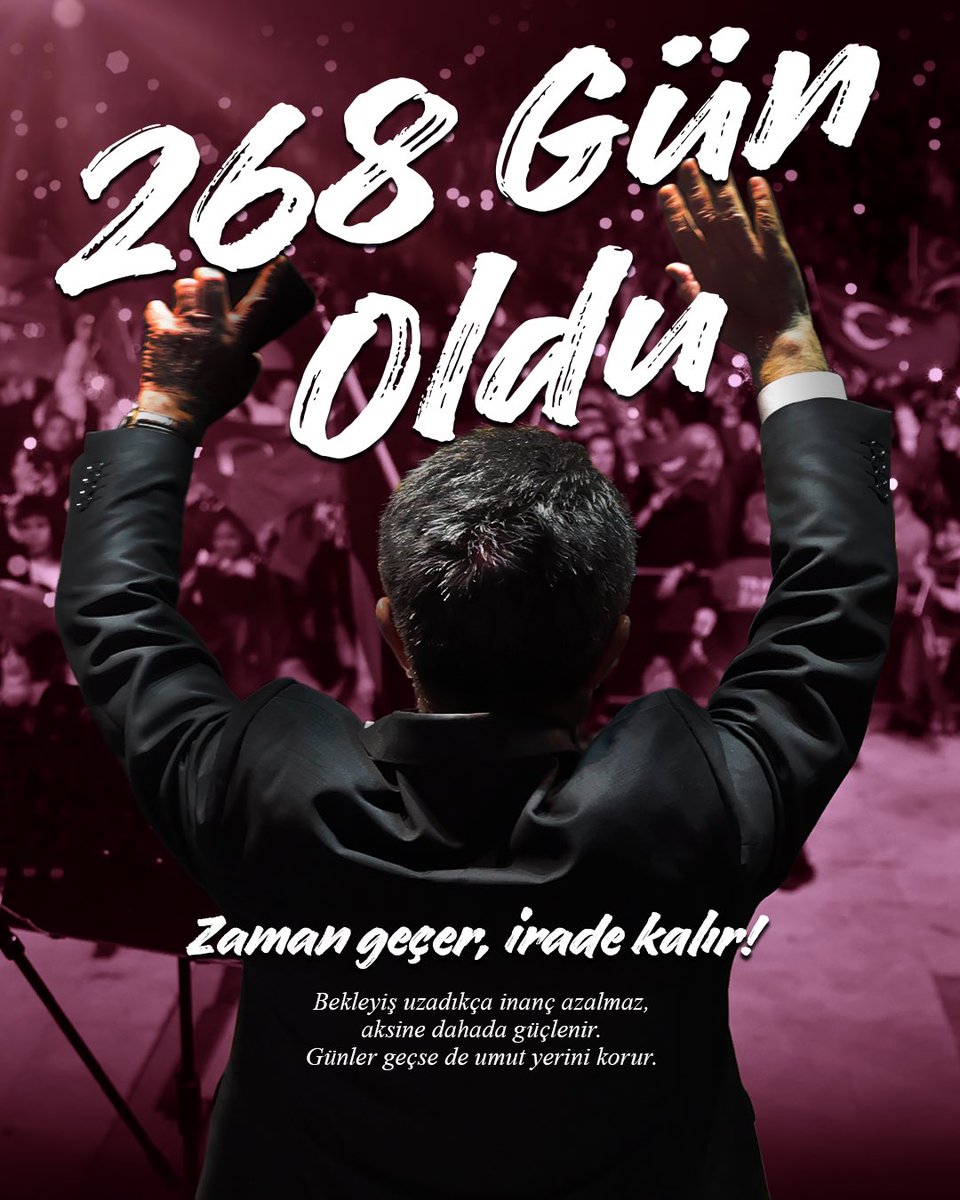 hmutlu34's tweet photo. Duvarlar yükseldi,
kapılar kapandı,
engeller büyüdü.

Ama halkın sesi susmadı.

Çünkü mesele bir kişi değil,
bir makam değil,
milyonların adalet, demokrasi ve özgürlük talebidir.

Bekleyiş uzadıkça kararlılık büyüyor,
baskılar arttıkça umut çoğalıyor.

Bugün 268. gün…

İnananlar hâlâ burada,
mücadele edenler hâlâ ayakta.

Çünkü biliyoruz ki;

Halkın iradesi er ya da geç kazanır.
Adalet gecikebilir ama yok olmaz.
Demokrasi engellenebilir ama susturulamaz.

Zaman geçer,
ama haklı olanın mücadelesi kalır.