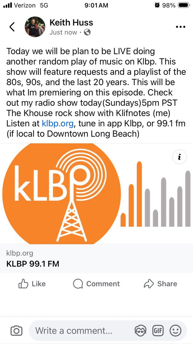 klifnotes's tweet photo. Today we will be plan to be LIVE doing another random play of music on Klbp. This show will feature requests and a playlist of the 80s, 90s, and the last 20 years.Check out my radio show today (Sundays)5pm PST

Listen at https://t.co/3SxdZrWIZf, Klbp,tune in app https://t.co/pUa4ySRxc5