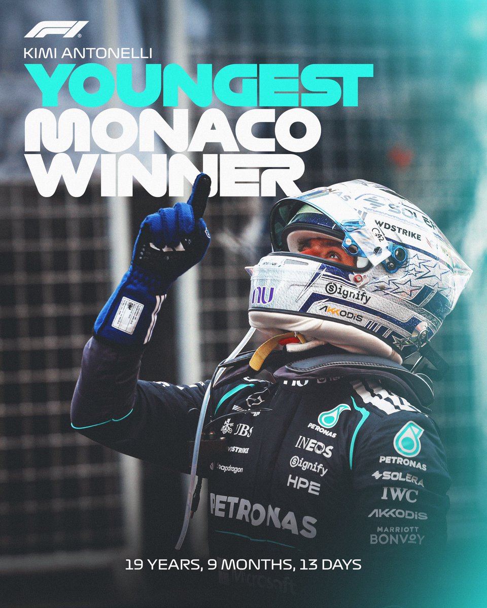MBQ_Kuwait's tweet photo. Kimi Antonelli is the youngest Monaco Grand Prix winner 🥇 
#F1 #MonacoGP https://t.co/wmf3XKAySz