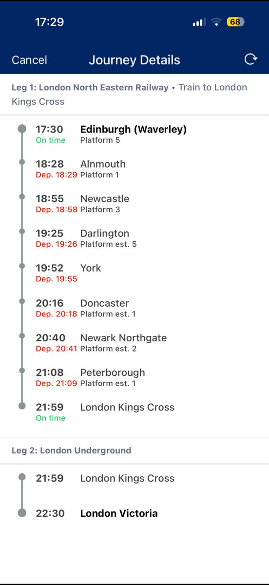 oorboaby's tweet photo. @SouthernRailUK @LNER About 2230 I think https://t.co/rLQ0XZQWrA