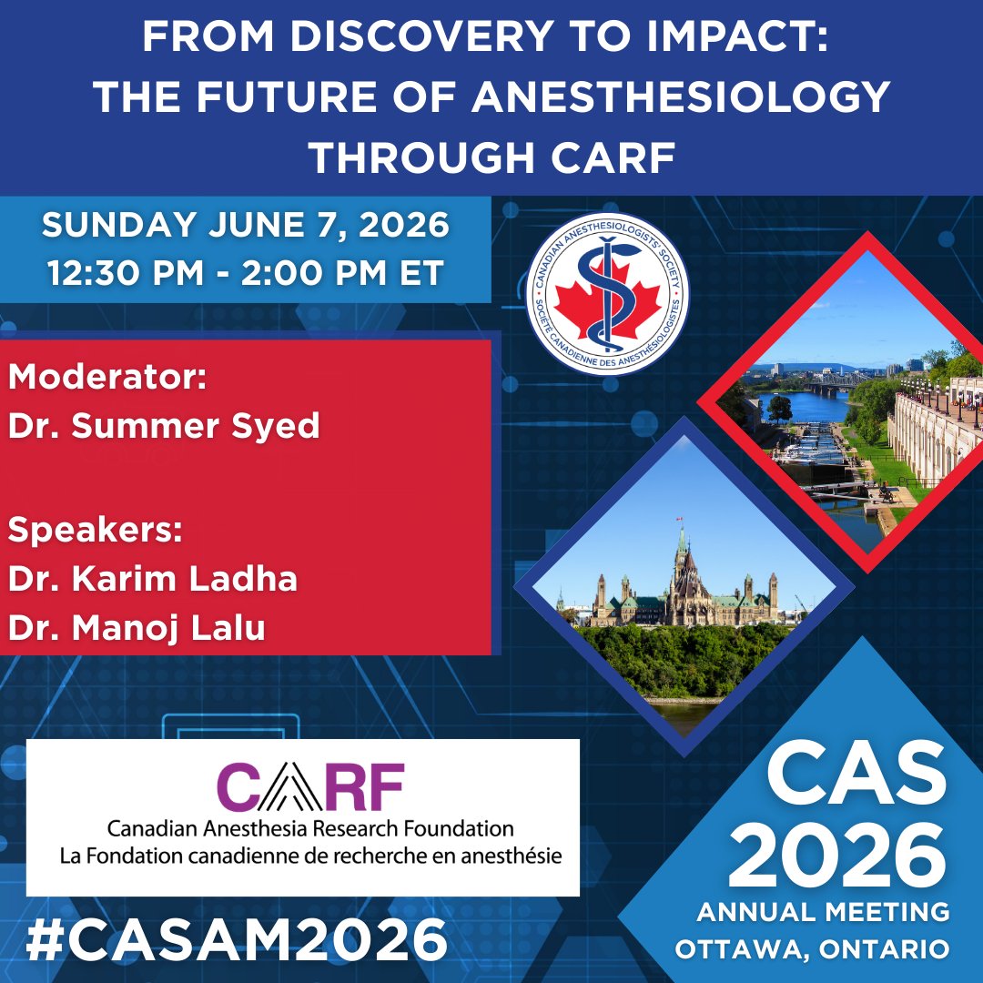 CASUpdate's tweet photo. #CASAM2026 sessions continue in the afternoon with topics in a wide variety of anesthesia streams, including a session on the amazing work of @carfupdate. Full program at: https://t.co/XLXRZnoqa2 https://t.co/1mpQWImCJr