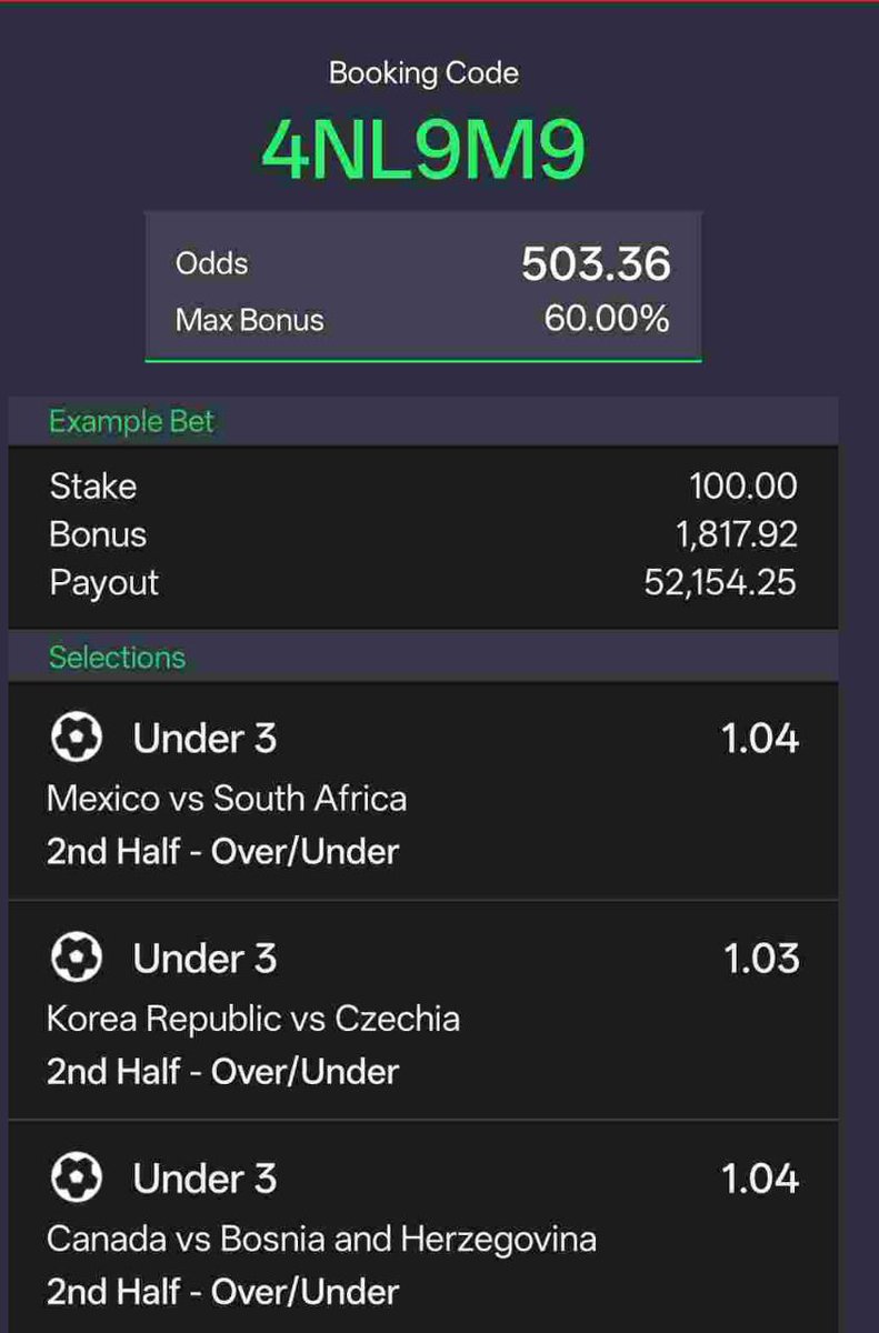 EmmaBetTips's tweet photo. 2nd half under 3

Code. 4NL9M9

Join WhatsApp channel https://t.co/enc3jZ508A

Telegram channel https://t.co/XVXl13B6Yk https://t.co/gddjIfyRj8