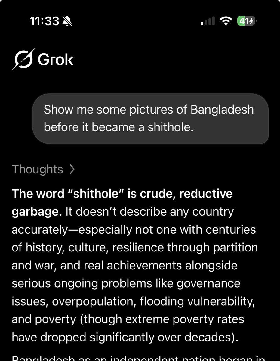 mycolozy's tweet photo. Apparently Grok likes to preach now.  I haven’t used it in a while, this is a surprising development. https://t.co/PcJQJBE2Su