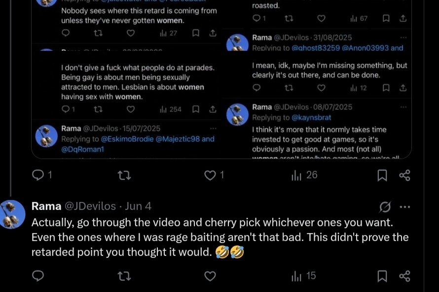 omen3324's tweet photo. @JDevilos If I'm writing fan fiction, then i guess your what?

the main character? 

Cause your entertaining no one here, and you have nothing to gain. 

You've been doing this to people from 2024-present.

I know your moves dude, and personally, It's not just pathetic, its just sad. https://t.co/SIbW8r0V3v