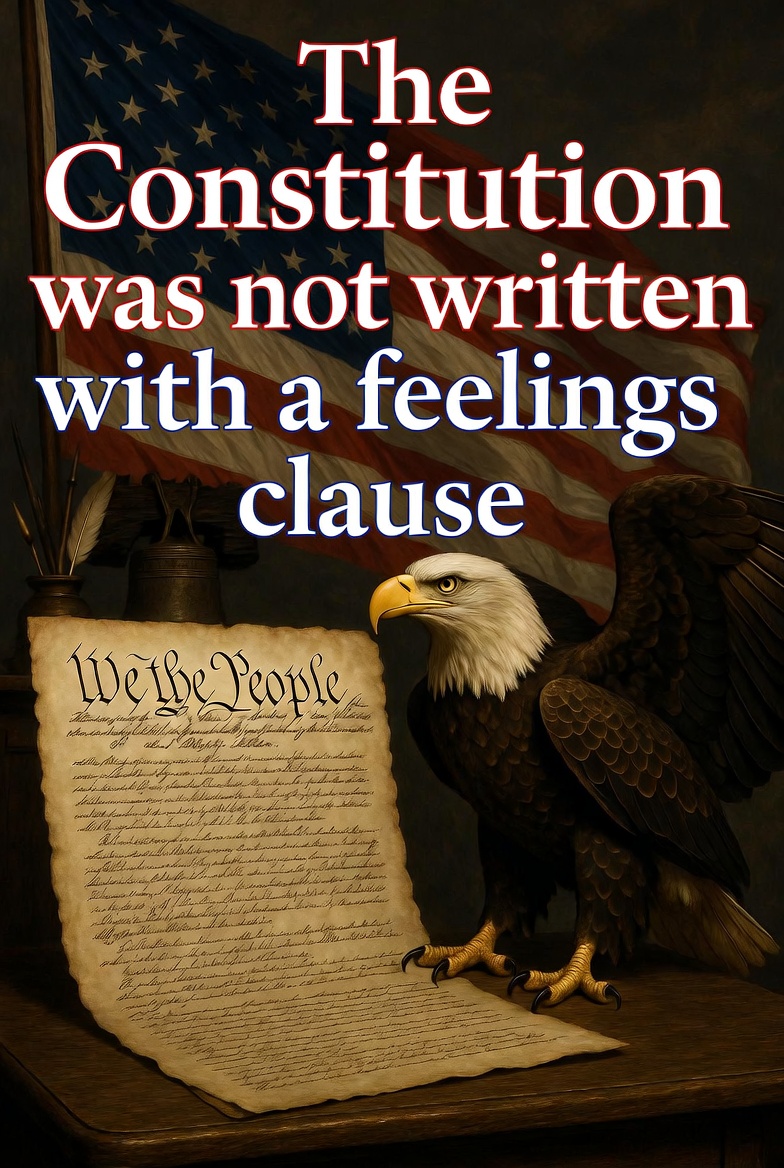 Old_SchoolEddie's tweet photo. The Constitution was not written with a feelings clause.

Our wise Founders gave us a Constitution rooted in reason, law, and God-given rights, not in emotions or personal feelings. 

They designed a limited government to protect individual liberty, not to bend with every passing mood or demand. 

As James Madison explained in the Federalist Papers, men are not angels. 

We need a system of checks and balances to control passions and factions so that liberty can endure for ourselves and our posterity. 

The Declaration of Independence declares that we are endowed by our Creator with unalienable rights. 

The Constitution spells out clear rules to secure those rights.

Feelings come and go. 

But the principles of self-government and limited power that our Founders gave us are built to last. 

True American patriots defend the Constitution as written, not as some wish it to be in the moment. 

Let’s honor their wisdom and hold the line for liberty. 🇺🇸 

What do you think, friends?

Stand with the Founders?