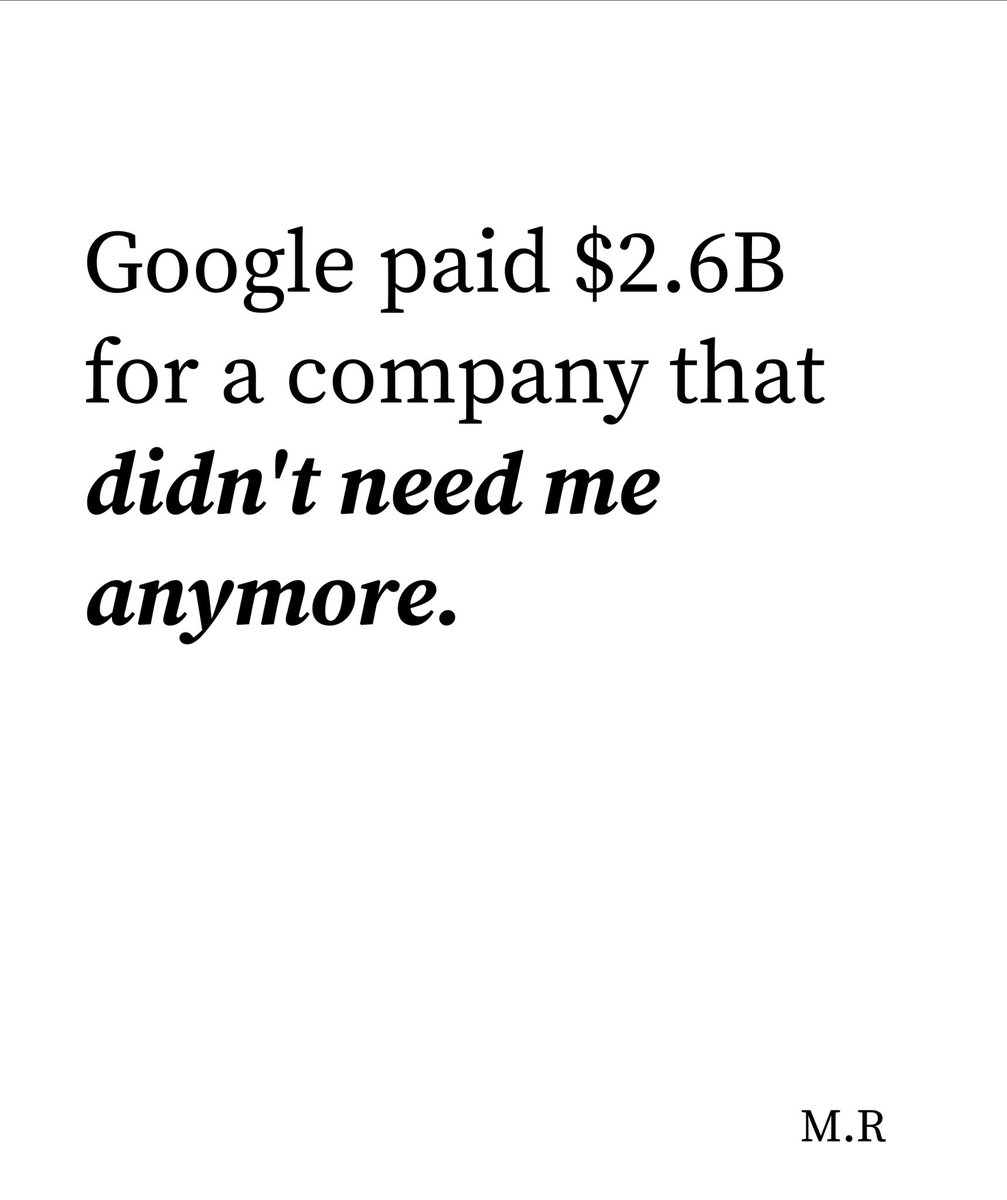 marcrandolph's tweet photo. My initial title at Looker was ABC. As in: Anything But Coding. That’s what I did. I was simultaneously the CFO, the head of sales, the chief counsel, and the head of marketing. None of those was a job I was actually qualified for. I muddled through. And in the process, I learned exactly what each of those roles required at our particular company at our particular stage.

Then, little by little, we recruited people who knew vastly more than I did. A real CFO. A real head of sales. A real general counsel. Each time, I handed off the job and watched the function get dramatically better than anything I could have built.

By the time we sold Looker to Google for $2.6 billion, my title was just “Board Member.” And I was completely fine with that.

That’s what success looks like at a startup. You work yourself out of every job, in order, until the company doesn’t need you anymore.