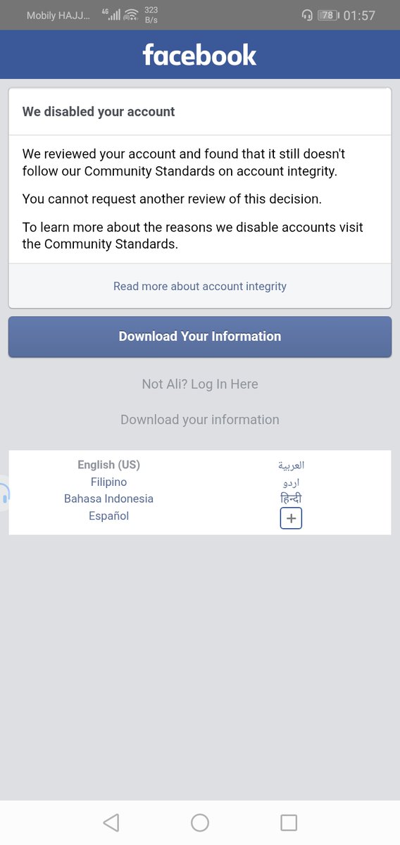 Bhuiyna_09's tweet photo. @MetaNewsroom 
Hello @facebookapp my Facebook account was disable unexpectedly. I believe maybe this is a big mistake. I have already and submitted appeal but I haven't received a response yet. Please help review my account. Thank you https://t.co/bB5IAE1TKx