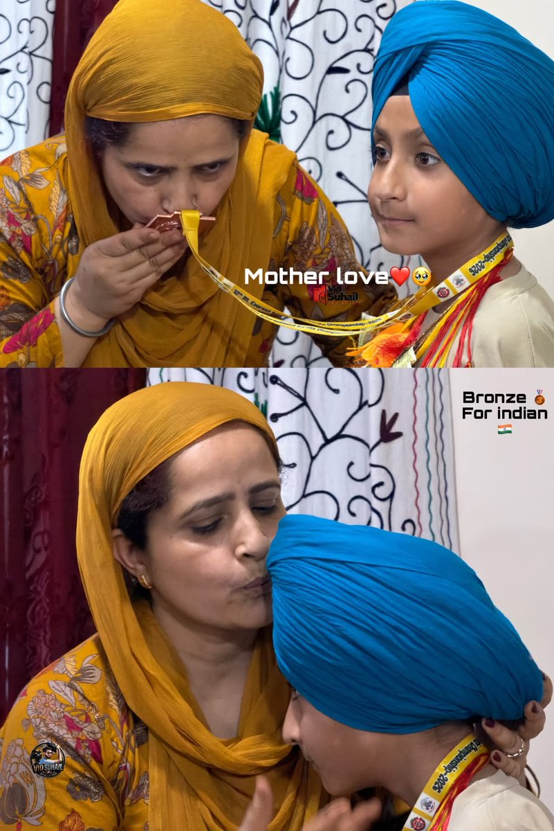 kbhan89's tweet photo. 🥉 A moment of pride &amp; love ❤️
At just 12 yrs old, Sehajpreet Singh of Monghama, #Tral Kashmir brought home an International Karate Championship Bronze Medal from Kathmandu,Nepal 🇮🇳
The sweetest victory moment  a mother’s hug&amp;a kiss on her champion’s medal. 💖🏅
@satishsharmajnk https://t.co/37Zjukf71D