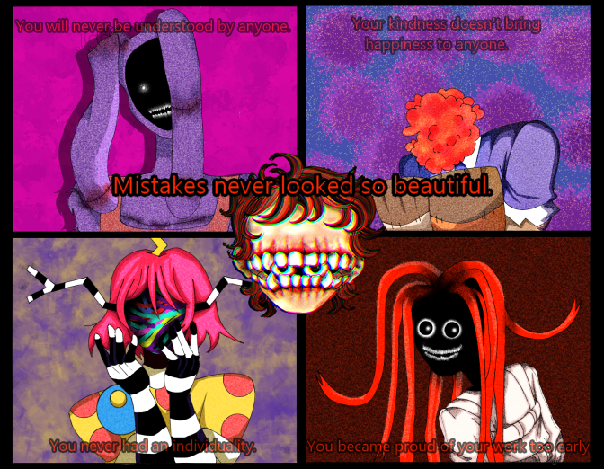 WomanVance's tweet photo. "Looking at their distorted, trembling silhouettes, for the first time I felt not just satisfaction, but pride in the work done, only my version knew how to smile a little wider than it should have."

#tadc  #au https://t.co/9pNzvUTqET