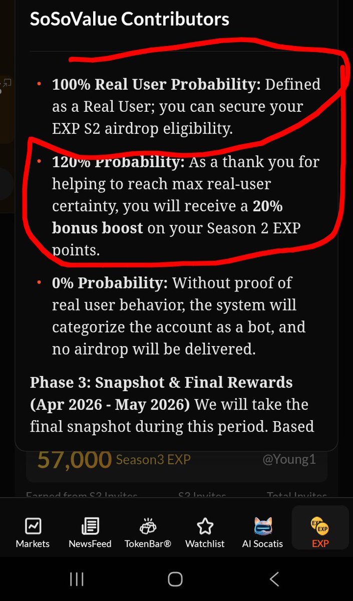 CryptoLakhan's tweet photo. $SOSO Check Season 2 Eligible 😱

You're Eligible 💰
You're Not Eligible 💔

🎯 For the SoSoValue Season 2 Airdrop, users who have completed 100%–120% of the required tasks are the ones with the highest chances of being eligible for the airdrop.

⚠️ For users whose completion rate is below 100%, there is no guarantee of eligibility. It is currently uncertain whether they will qualify for the airdrop or not.

🔗 Check Eligibility 👇 https://t.co/xr6NhtJ0Vp

📌 Click on "Exp Note" to check whether you are eligible or not. I shared this update earlier as well, which is why I advised everyone to complete the highest percentage possible.