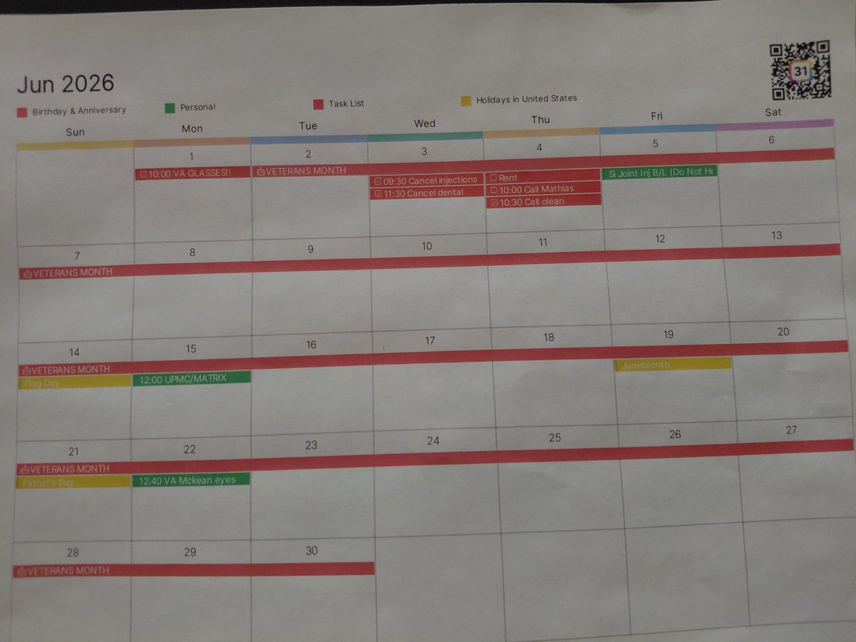 beebs2655's tweet photo. Proper PRIDE MONTH CALENDAR. Solid red line says VETERANS MONTH, as it should🇺🇸🇺🇸🇺🇸🇺🇸🇺🇸🇺🇸. F the fairies!! https://t.co/BbH202X2Mp