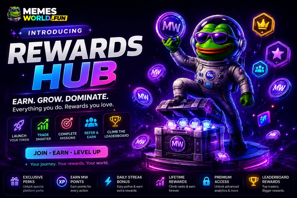 MemesWorldFun's tweet photo. ๐ INTRODUCING THE REWARDS HUB
๐ Launch tokens
๐ Trade memes
๐ฏ Complete missions
๐ฅ Refer friends
โจ Exclusive perks
๐ฅ Daily streak bonuses
๐ Achievement badges
The more you participate, the more you earn.
Start today ๐
https://t.co/aKZF5vmaUY
#MemesWorld #CryptoRewards https://t.co/5TSAxraYBw