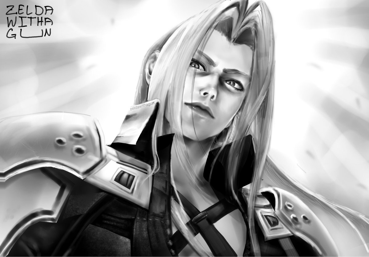 _zeldawithagun's tweet photo. Just painted the Mona Lisa 
#Sephiroth #FF7R https://t.co/GfgXfO5NCg