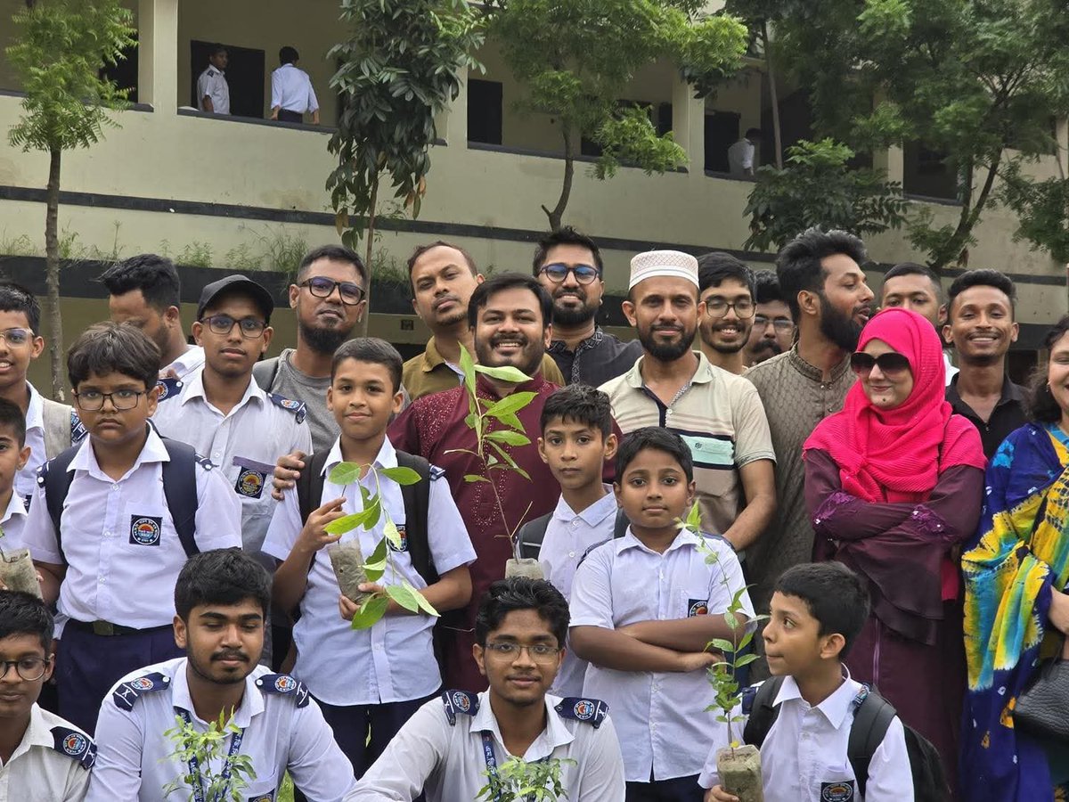 NCPDiasporaUSA's tweet photo. On World Environment Day, NCP Dhaka North launched a week-long tree distribution program across schools in Dhaka.

NCP's mayoral candidate Ariful Islam Adib distributed over 400 saplings across three schools in Mirpur today. Mirpur Bangla High School, Adarsha Girls School and MDC School. Students described the initiative as a highly positive step from a political party.

Ariful Islam said: "Children are the future. We want to raise their awareness about the environment and responsible citizenship. We want to build a Dhaka that is livable and just, free from pollution and encroachment."

The program will continue across schools throughout Dhaka North this week.

@NahidIslam_24 @AsifMahmud36
#WorldEnvironmentDay #NCP #Dhaka #GreenDhaka #NCPDiasporaAllianceUSA