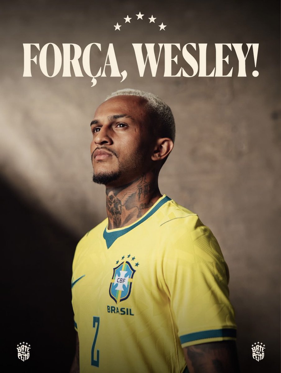 CentraldoCapz's tweet photo. 🚨🚨WESLEY CORTADO DA COPA DO MUNDO.

Após a lesão no jogo diante do Egito, Wesley deixa a delegação e não jogará mais na copa de 2026! 

Éderson se integrará a seleção nesta segunda-feira para substituí-lo. https://t.co/EgLGuiJYfs