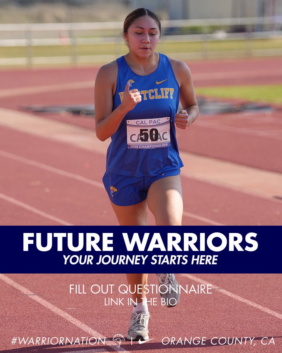 WestcliffXC's tweet photo. If you’re interested in competing at the next level, complete our Recruiting Questionnaire today! The link is in the bio! #CrossCountry #XC #Track #DistanceRunning #WarriorNation #OrangeCounty https://t.co/X9oC4XACNf