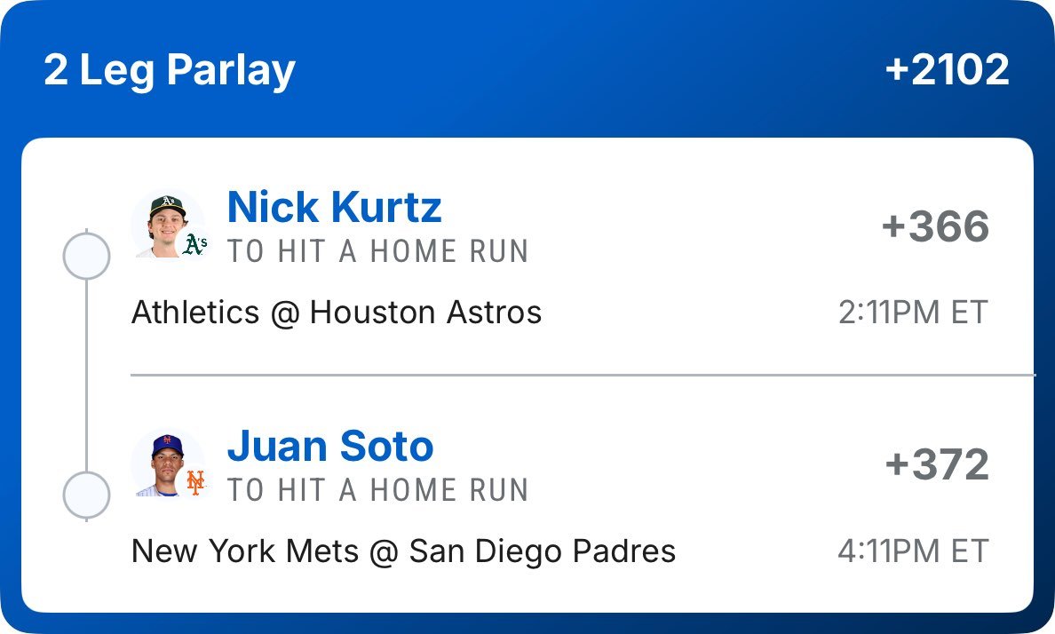 WyattLocks's tweet photo. ⚾️ Wyatt's Daily Dinger
💰$10 --> $210

No better way to beat the Sunday Scaries than cashing a Daily Dinger🫡 https://t.co/EpG5QUNSTU