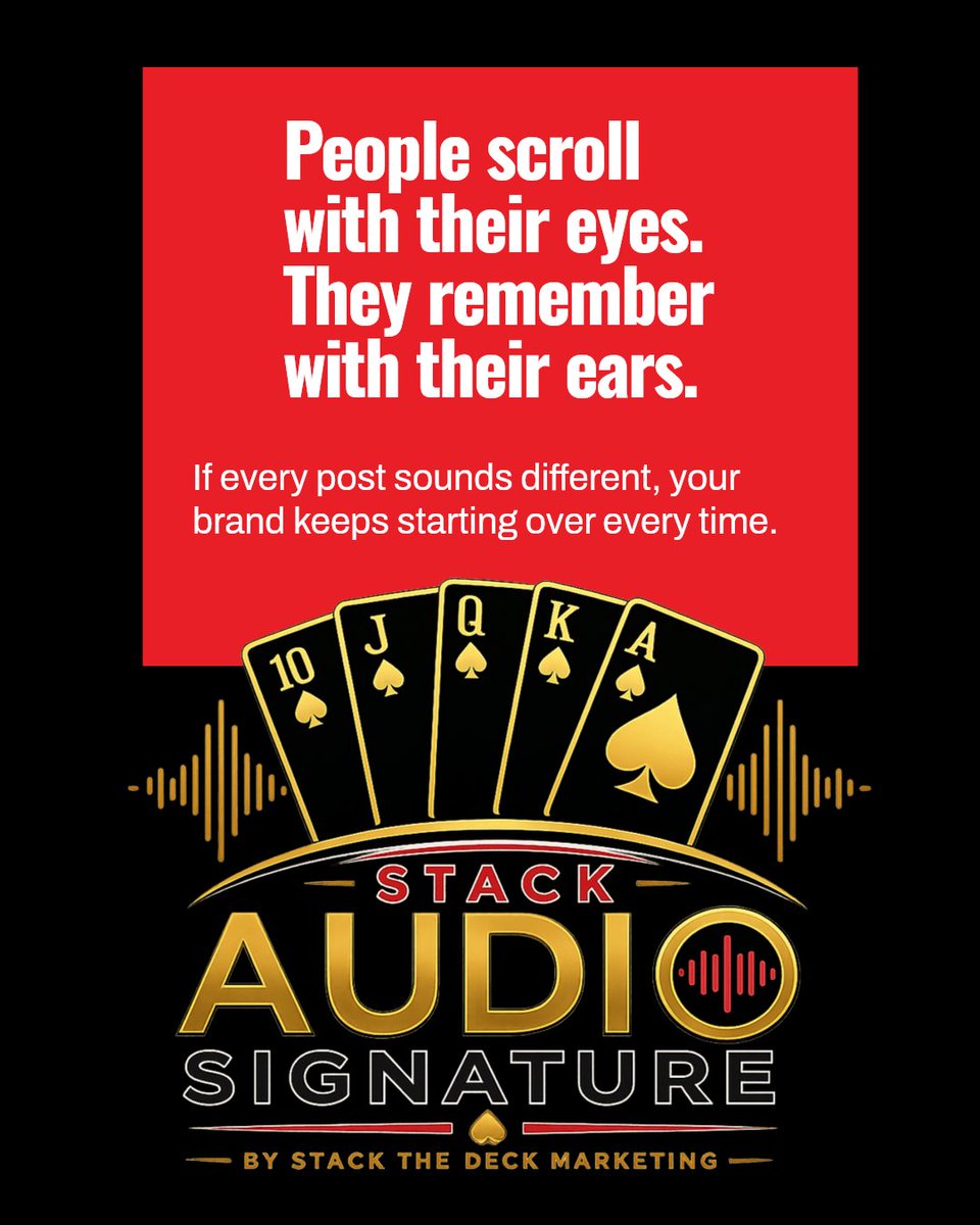 RonCovert's tweet photo. If every post sounds different, your brand keeps starting over. People scroll with their eyes. They remember with their ears. What does your business sound like? #smallbusinessmarketing #restaurauntmarketing #theatermarketing #eventmarketing https://t.co/AEsMaefBZ5