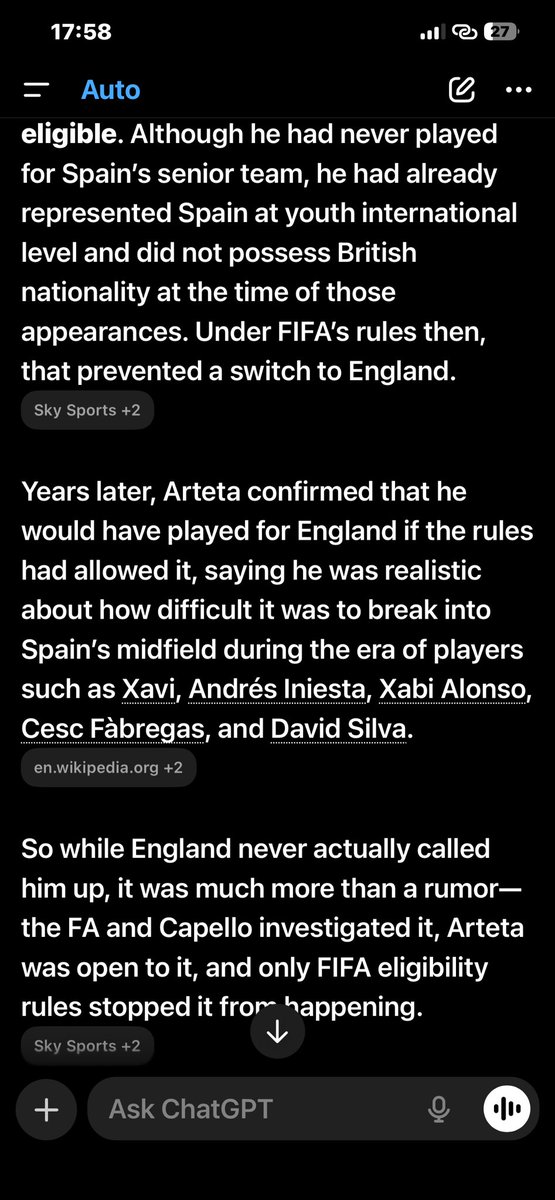 Alphazee10's tweet photo. @JerryJezza1 @dollaMB The only reason Arteta didn’t play for England was because he wasn’t eligible as the rules prevented him after captaining Spain under 21 teaam https://t.co/3xyDMUpoxM