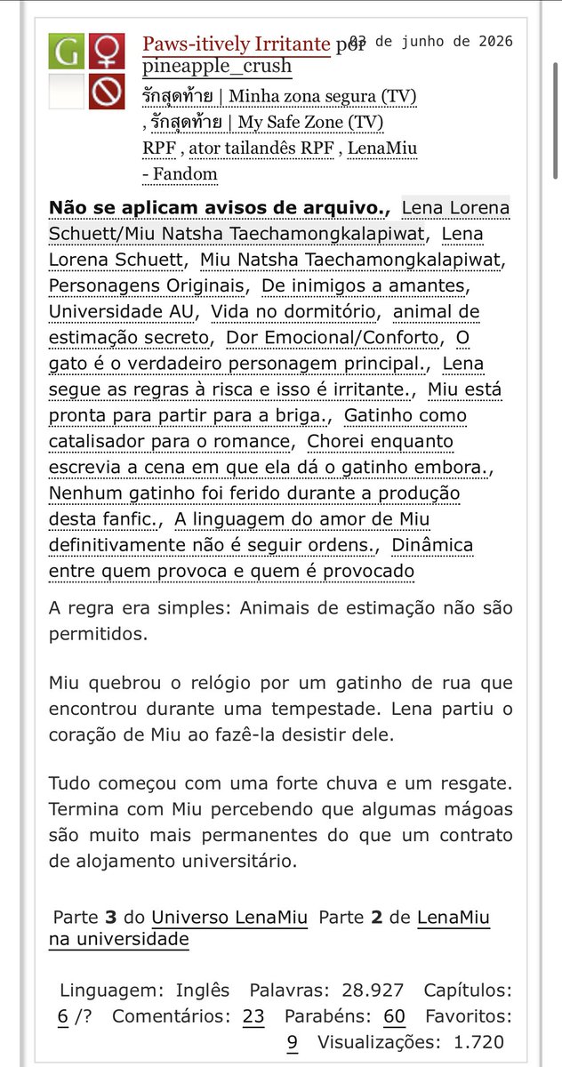 lena_miufanfics's tweet photo. “Ela tenta mandar. Miu faz ela perder o controle. 🔥🐾”
https://t.co/Tl5I8KE2xF
#ลีน่าหมิว #fanfictionLenaMiu
#LenaMiu #lesbianfiction
#GLfic https://t.co/QaDphDnYTX