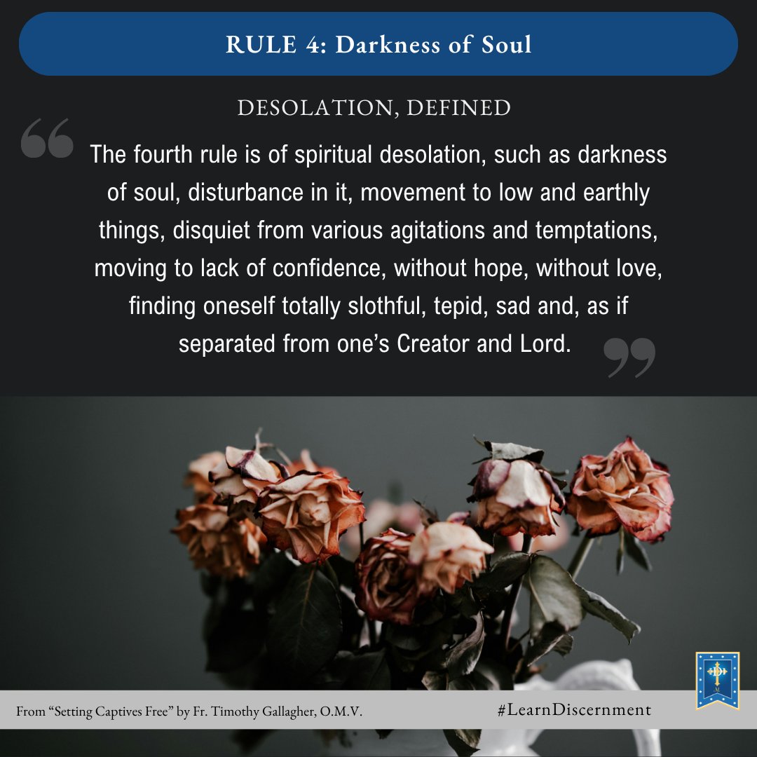 DiscernmentInst's tweet photo. Today we explore the definition of spiritual desolation. Reverently, we have all found ourselves in this situation at some time. Understanding how each of these spiritual situations play out in our lives is the first step to learning to take the next right step. #LearnDiscernment https://t.co/olAcLxz46o