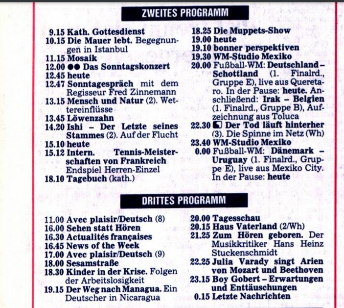 66_RP_ORIGINAL's tweet photo. 📰📺📻#80s #Fernsehprogramm #Radioprogramm #Retro
Archivierte Zeitungsseite v. SA, 7.6.1986 u. SO, 8.6.1986 -
mit dem TV-Programm der Sender ARD, ZDF, Drittes,
SAT1, 3SAT, RTLplus, EINSplus, "Ostfernsehen"1+2,
sowie dem Radio-Programm von NDR1, 2, u. 3:
https://t.co/M3po0BHdTo https://t.co/gaXawcvy3L