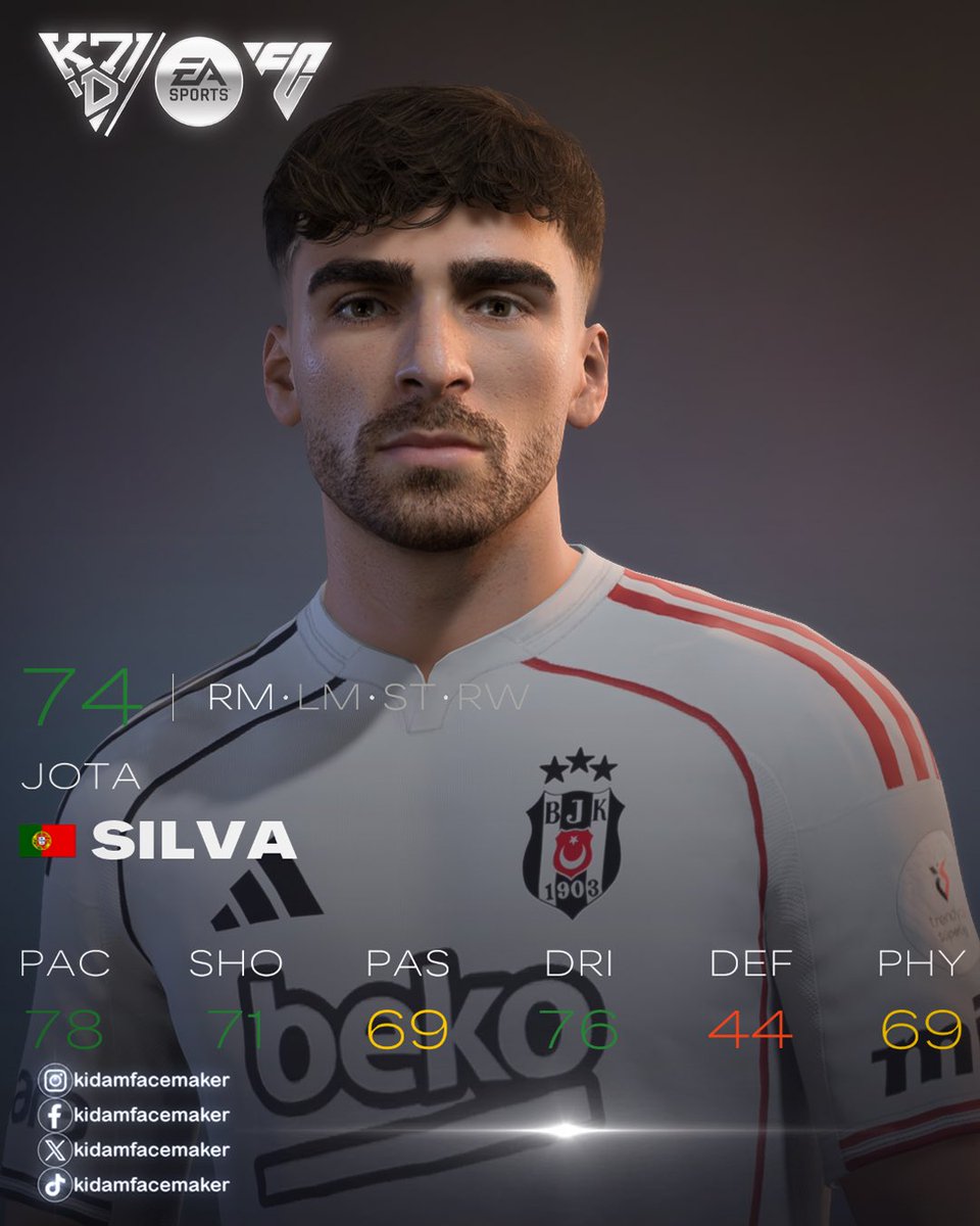 Kidamfacemaker's tweet photo. Jota Silva | FACE FC24,25,26
✨ Notingham And Besiktas Player ✨

✅ Now Released!
📍 Available via Bio (BMC / Ko-Fi / Trakteer)

💫 Join membership or buy to unlock this face &amp; more creations.
Level up your game! ⚡

#FC 
#EAFC 
@EASPORTSFC https://t.co/5bm6S7QEto
