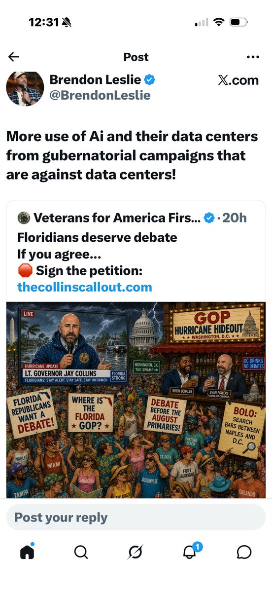 CCAST239's tweet photo. @Christo21827135 @EvanPower @GuntherEagleman Evan won’t respond to anything about scheduling a gubernatorial debate. He does have time to respond to gibberish from @FLVoiceNews https://t.co/kdGWub46gi