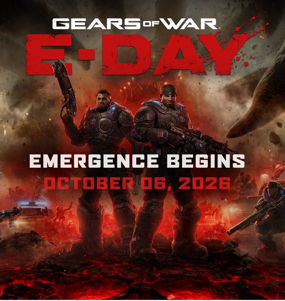 charlieINTEL's tweet photo. Gears of War E-Day launches October 6, 2026

Gears of War E-Day is exclusive to Xbox and PC https://t.co/He00Ll1JtD