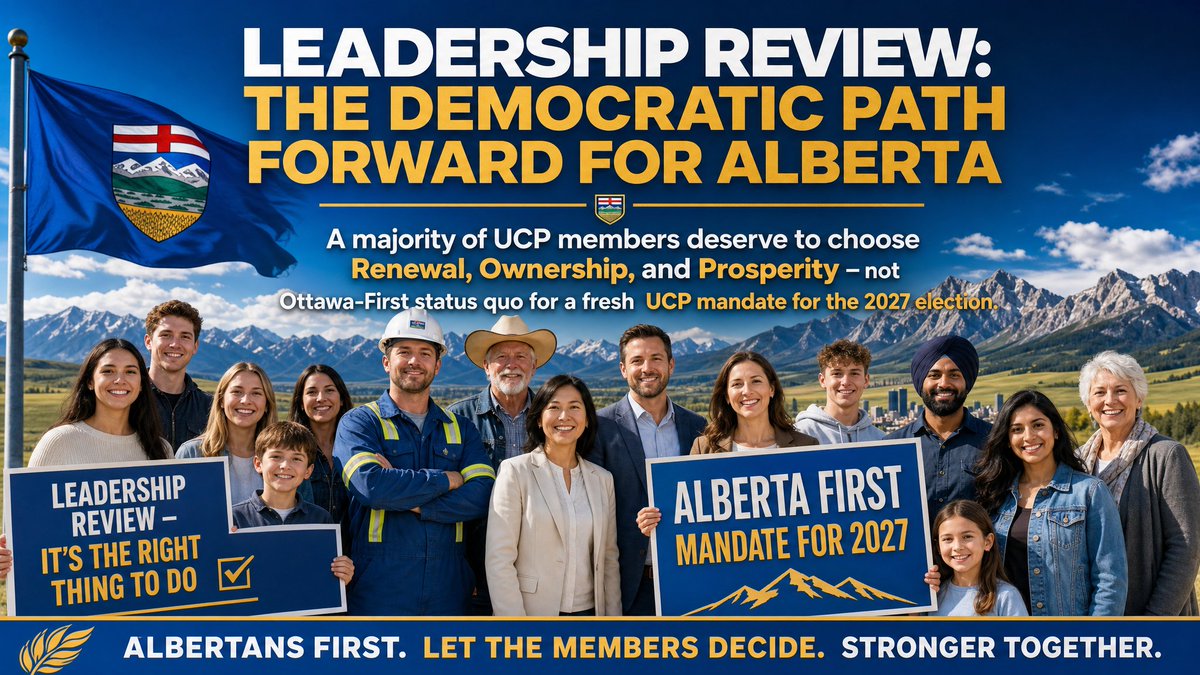 alberta_cw's tweet photo. A Leadership Review is the Right thing to do.
Let the Members decide.
#AlbertaRenewal #AlbertaFirst #AlbertaStrong #UCP #NOTndp #CitizenDividend #AlbertaCitizenDividend #AlbertaFirstAgenda #UCPUnity