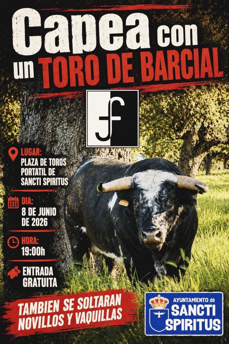 SentirTaurino1's tweet photo. SANCTI SPIRITUS (SALAMANCA)

Lunes 8 de junio, 19h, plaza de toros portátil: CAPEA con un toro de BARCIAL. Además se soltarán novillos y vaquillas. https://t.co/CfZ8dAwr1u