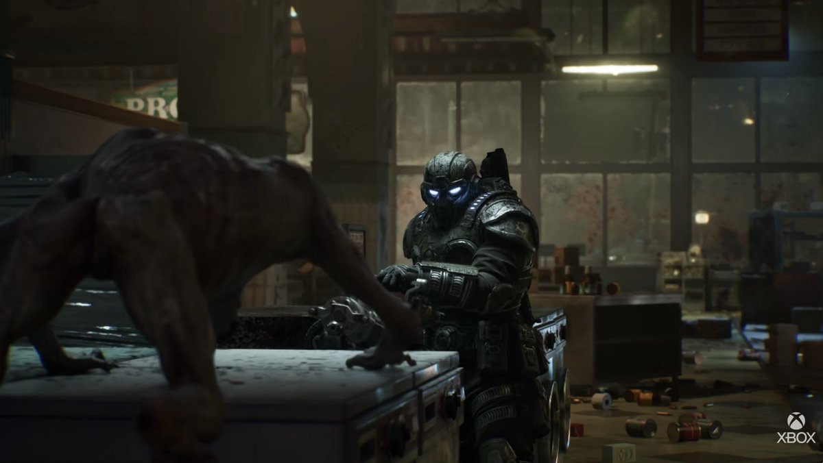 Gears_Intel's tweet photo. Literally struggling to even process what I just saw. Gonna need to watch it 5 more times... and we still have the E-Day DIRECT to go! 😍

GEARS IS COMING BACK.

What's the instant reaction from you? #GearsofWar https://t.co/BuKTiiWW2z