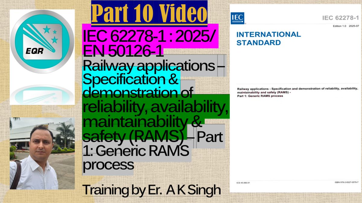 BeingAssured's tweet photo. 🚆 IEC 62278-1 / EN 50126-1 Training – Part 10
https://t.co/N0F2L9CO09

#IEC62278 #EN50126 #RailwayRAMS #Reliability #Availability #Maintainability #Safety #RailwayStandards #LifecycleProcess #HumanFactors #SystemInterfaces https://t.co/dzdCvmxE6z