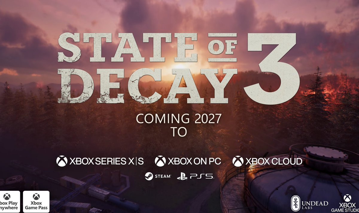 charlieINTEL's tweet photo. State of Decay 3 is coming to XBOX, PC, and PS5 in 2027 https://t.co/0rxc1moJFS