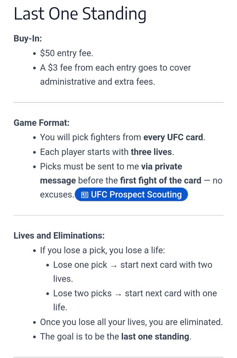 mmawizzard's tweet photo. Congratulations to @RingurghBets on winning Season 19 of Last One Standing last night. He becomes the first two-time LOS winner. If you wanna play season 20, it starts on the #UFCFreedom250 card. Send me a DM if interested. https://t.co/a1tinJwg4z