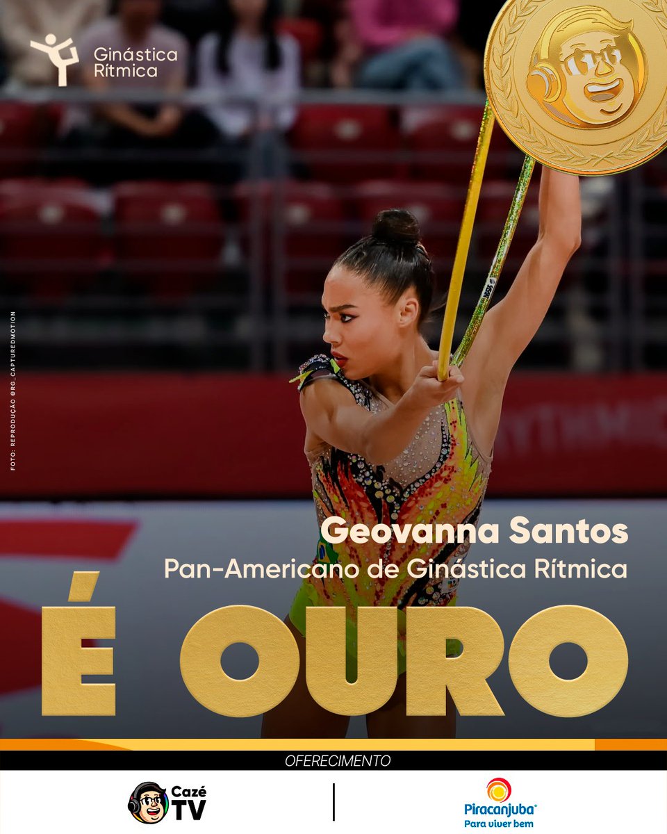CazeTVOficial's tweet photo. É OUUUUUUUUUUUUUUUUUUURO PARA O BRASIL! 🥇💛💚💛💚

GEOVANNA SANTOS BRILHA E CONQUISTA A MEDALHA NO ARCO! É O FURACÃO BRASILEIRO! 🌪️🌪️🌪️

#CoberturaCazéTV #PanGinásticaNaCazéTV #Olímpicos #cztv38 #PostPatrocinado #Piracanjuba https://t.co/F7NyJAmmTz