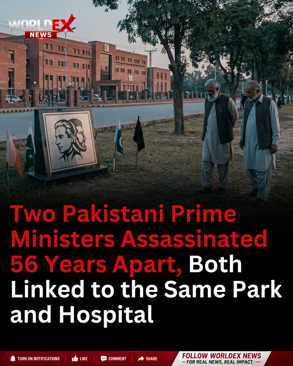 worldtechlad's tweet photo. One of the most remarkable coincidences in Pakistan's history: two Prime Ministers were assassinated 56 years apart, at the same park, and were taken to the same hospital where doctors were unable to save them.
#Pakistan #History #BenazirBhutto #LiaquatAliKhan  #WorldExNews https://t.co/Kbe2Pdkunm