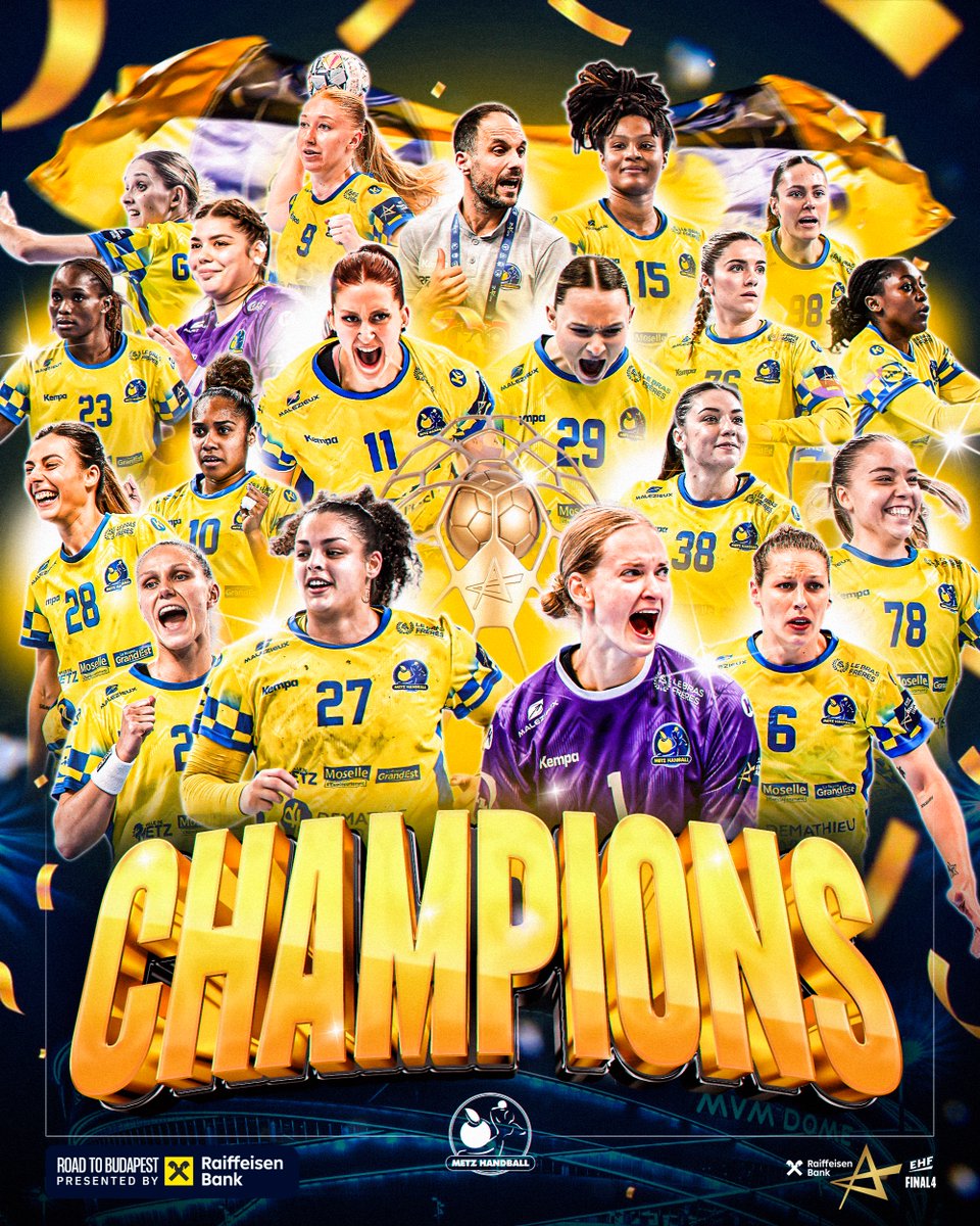 ehfcl's tweet photo. 𝗥 𝗘 𝗜 𝗡 𝗘 𝗦 👑 𝗗 ’ 𝗘 𝗨 𝗥 𝗢 𝗣 𝗘 🇫🇷🇪🇺
🇫🇷🇪🇺 𝗤 𝗨 𝗘 𝗘 𝗡 𝗦 👑 𝗢 𝗙  𝗘 𝗨 𝗥 𝗢 𝗣 𝗘

Metz Handball win the EHF Champions League Women for the first time ever! 🏆 𝗠𝗩𝗣? 👇✍️ #ehffinal4 #CLW #ehfcl https://t.co/dmo0fLwT4u