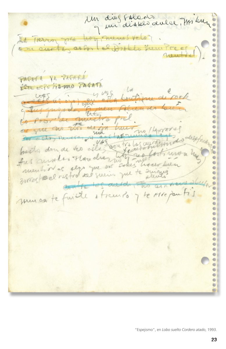 pedritols14's tweet photo. Una de mis frases favoritas del Indio siempre fue "Lo mejor de nuestra piel, es que no nos deja huir", de Espejismo. En su manuscrito se ve que en un principio iba a ser "Lo peor de nuestra piel...". https://t.co/hN7B1chR0C