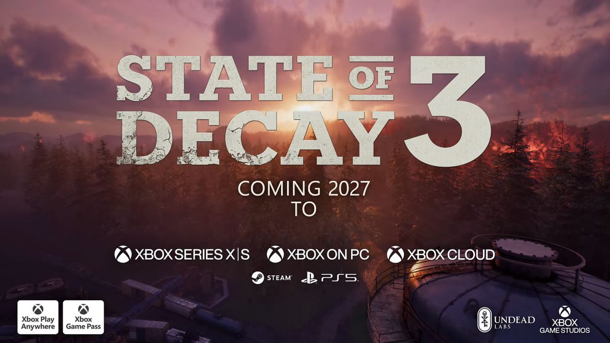 denfaminicogame's tweet photo. ゾンビで溢れる世界を舞台に“生存者コミュニティ”を築くゲーム『State of Decay 3』2027年に発売決定 
https://t.co/oz5RjqNncw

新たな進化を遂げたゾンビに対抗しながら、どこに住むか、何を建設するか、誰を迎え入れるかを決断する。最大4人マルチプレイにも対応
#XBOXShowcase https://t.co/iJoLk4W3UO
