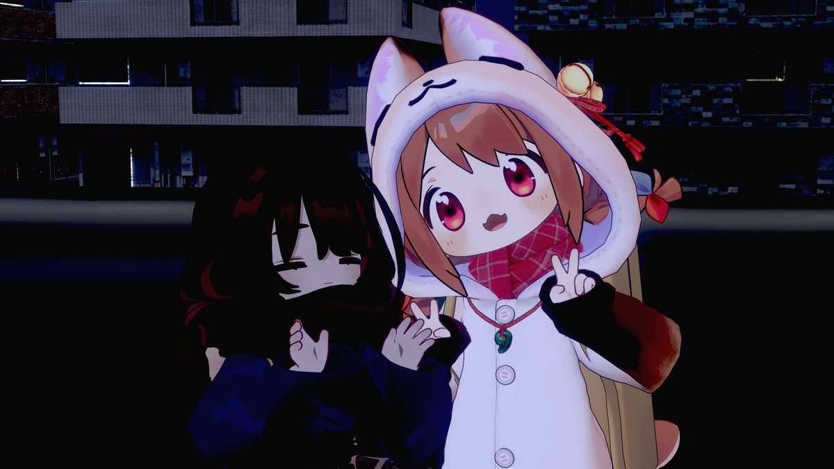 rapismile's tweet photo. 今日はいろんなワールド巡ってました🐹
フレンドさん遊びに来てくれて嬉しい～！
おそろいのAkyoフードでツーショ撮ったけど、らどさんのフードあんまり写ってませんね…
あぅぅ、いまだに自撮り上手くできない～💦 https://t.co/U5Xupx7Rru