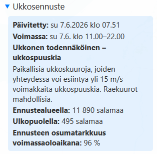 ZatorP's tweet photo. Ukkosennuste tänään https://t.co/DUwJz2RfIY