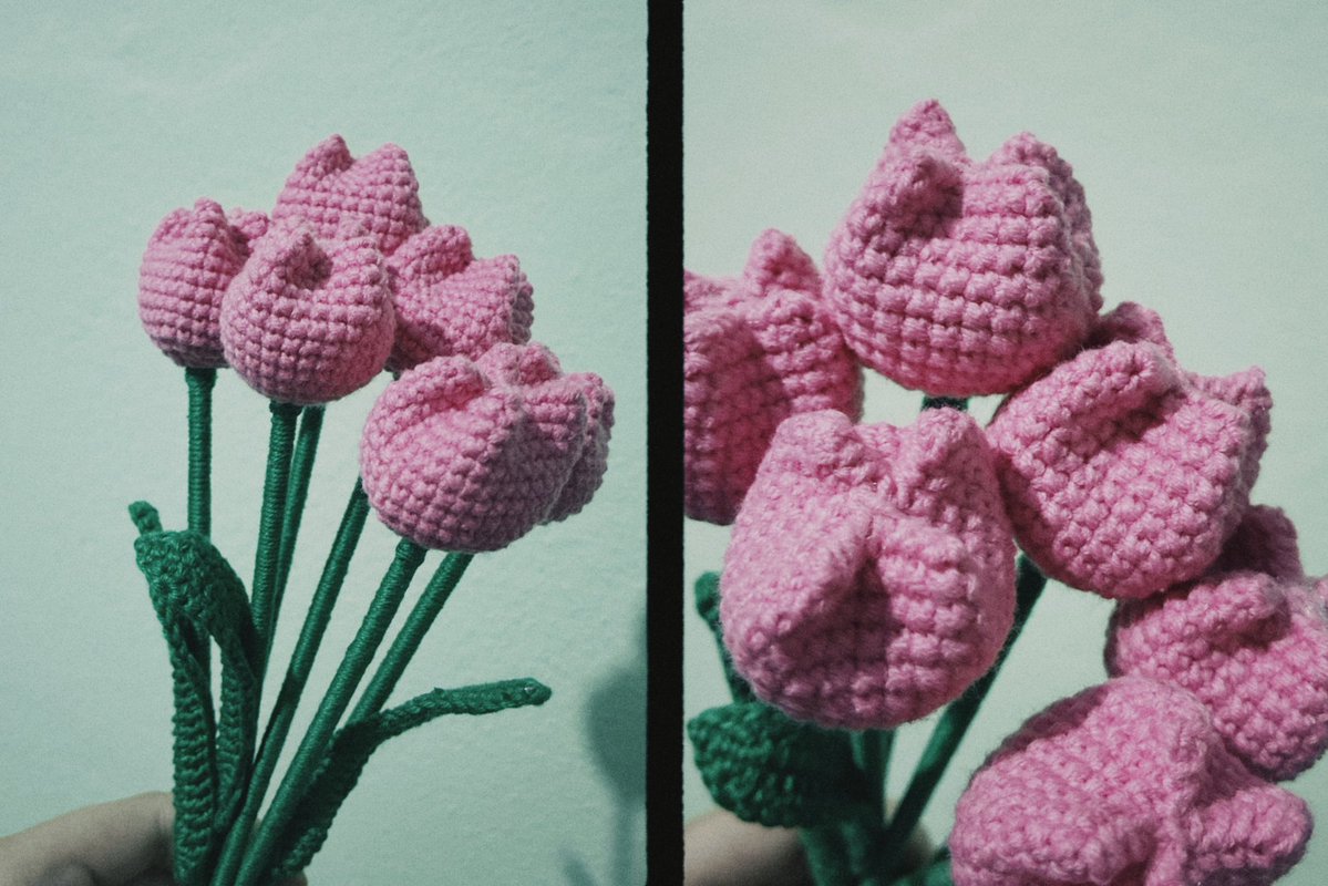 bellasout's tweet photo. fiz um buquê de tulipas muito fofo 😿 se você 🫵 ainda não sabe o que dar de presente para o seu amor, um buquê de crochê deveria ser uma opção!!!!!!!!!! mais informações ℹ️ no ig @ bubblecroche 🙈 https://t.co/4CxEkyKuTE
